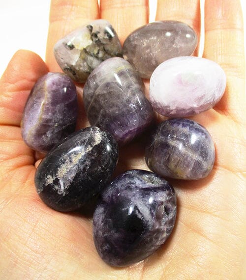 7 Piece Purple Fluorite Peace Set - Cut & Polished Crystals > Polished Crystal Tumble Stones