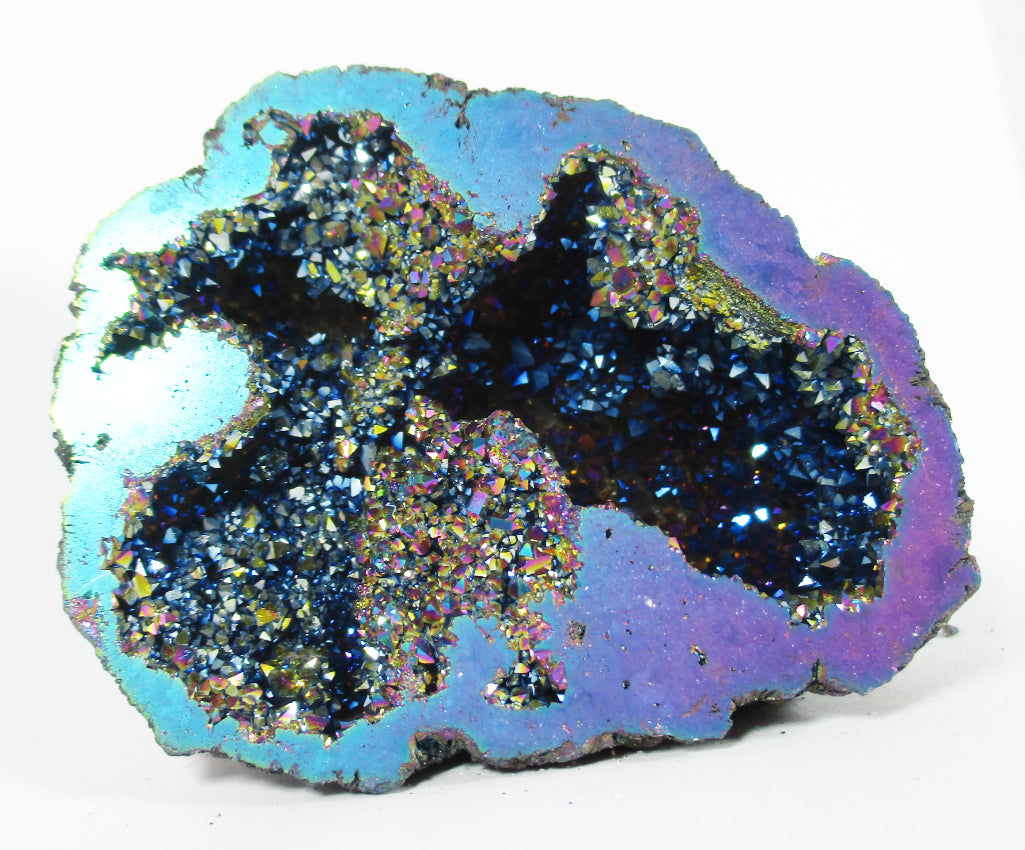 Turquoise and Purple Aura Quartz Geode