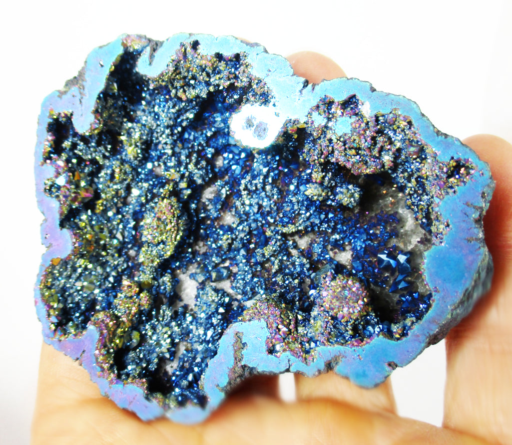 Turquoise and Purple Aura Quartz Geode - 0