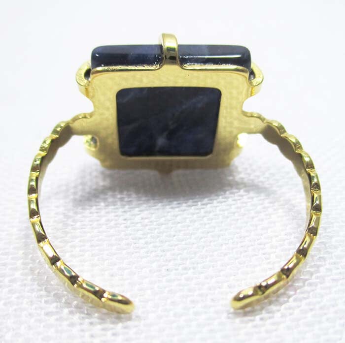 Adjustable Sodalite Square Ring - Crystal Jewellery > Gemstone Rings