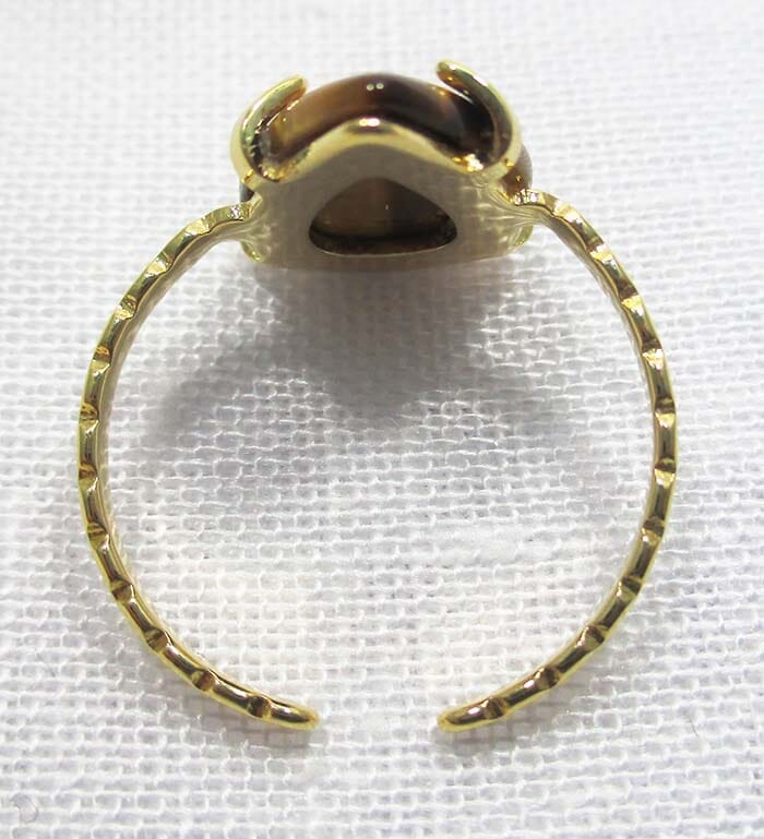 Adjustable Tigers Eye Tear Drop Ring - Crystal Jewellery > Gemstone Rings