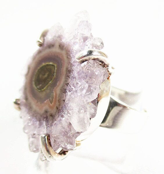 Amethyst Agate Ring (Size 0) - Crystal Jewellery > Gemstone Rings