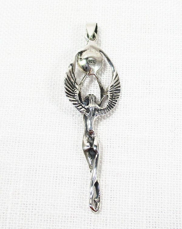 Angel with Mother of Pearl Moon Pendant - Crystal Jewellery > Crystal Pendants