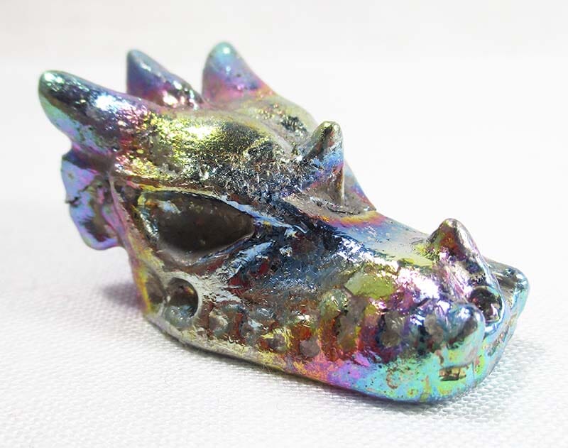 Bismuth Rainbow Dragon Head - Crystal Carvings > Carved Crystal Animals