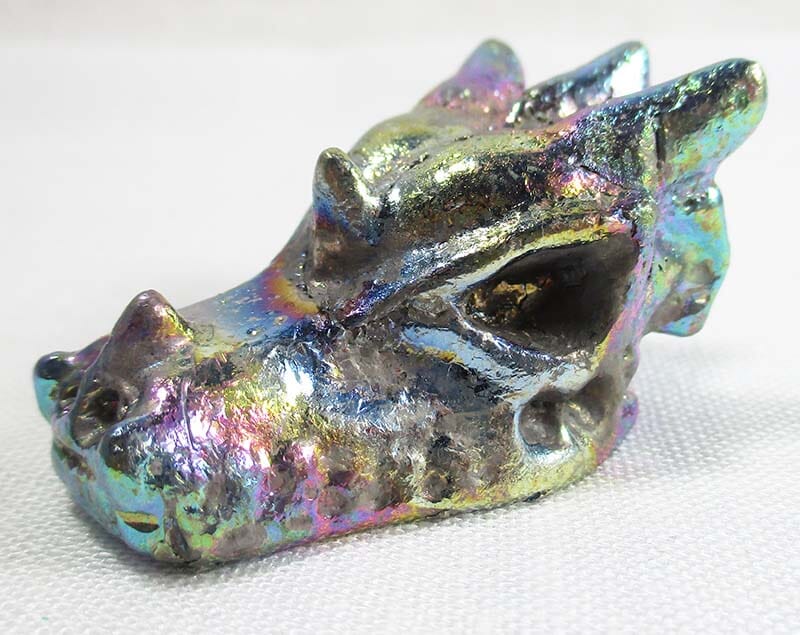 Bismuth Rainbow Dragon Head - Crystal Carvings > Carved Crystal Animals