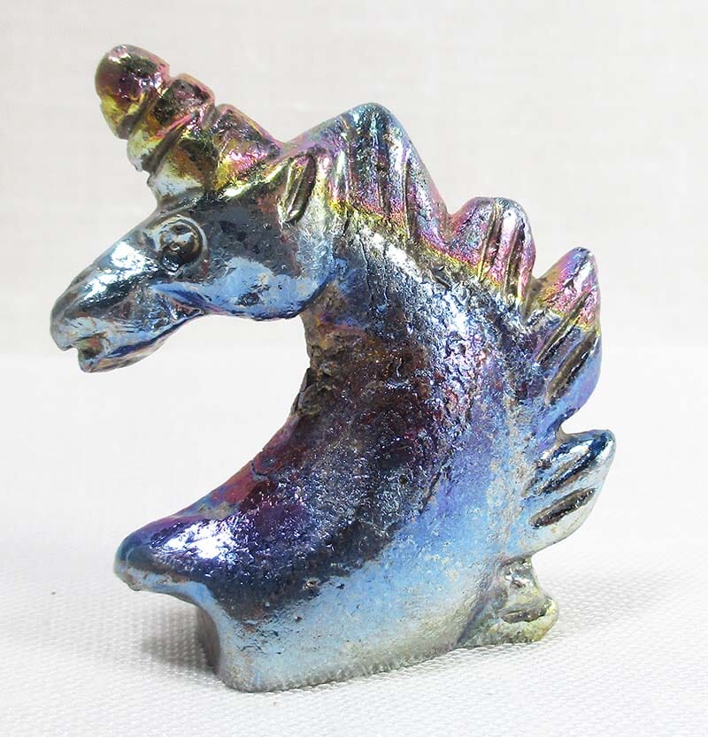 Bismuth Unicorn Head - Crystal Carvings > Carved Crystal Animals