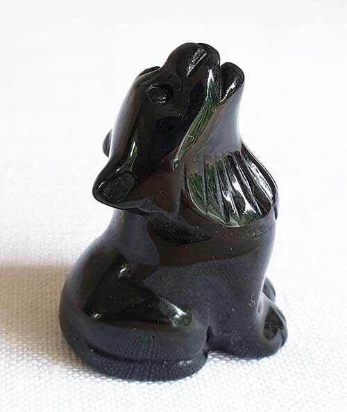 Black Obsidian Howling Wolf - Crystal Carvings > Carved Crystal Animals