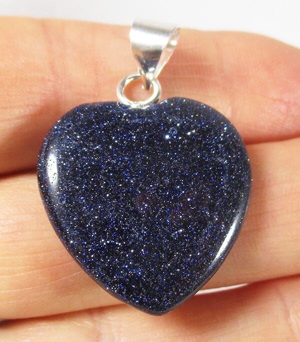 Blue Gold Stone Heart Pendant (Small) - Crystal Jewellery > Crystal Pendants