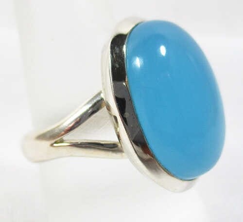Blue Onyx Oval Ring (Size S) - Crystal Jewellery > Gemstone Rings