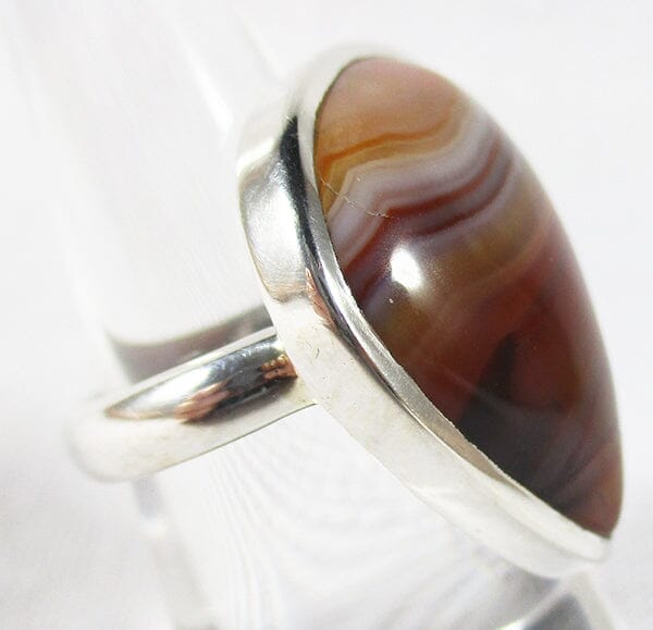 Botswana Agate Pear Ring (Size K) - Crystal Jewellery > Gemstone Rings