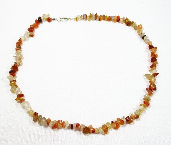 Carnelian Chip Necklace with Clasp - Crystal Jewellery > Crystal Necklaces