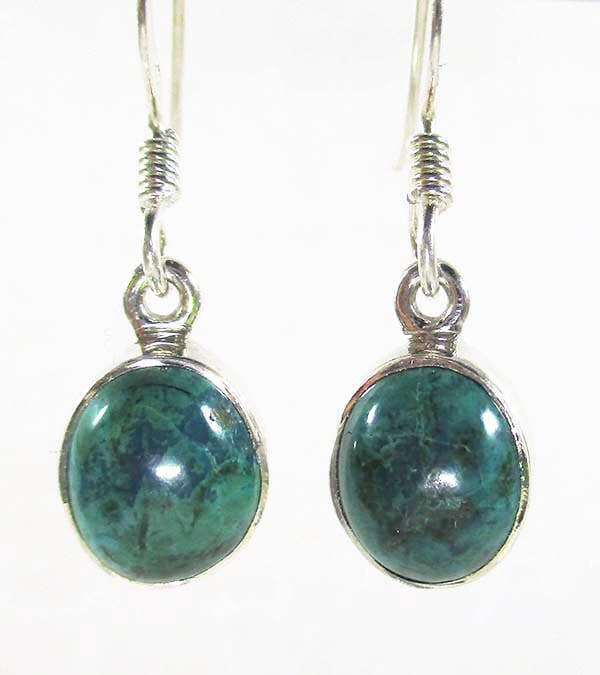 Chrysocolla Oval Earrings - Crystal Jewellery > Gemstone Earrings