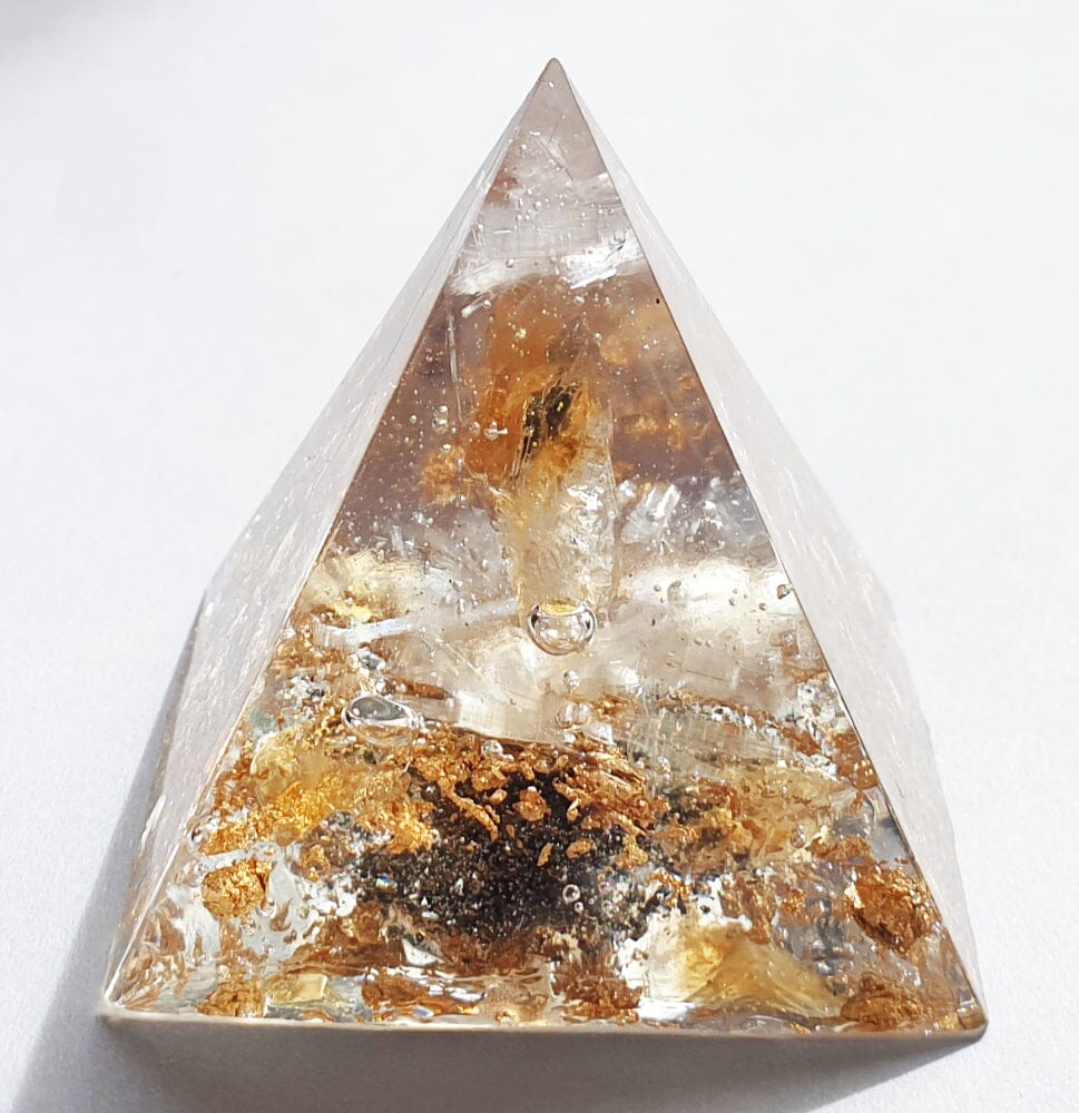 Citrine Orgonite Abundance Pyramid (Small) - Cut & Polished Crystals > Crystal Obelisks & Natural Points