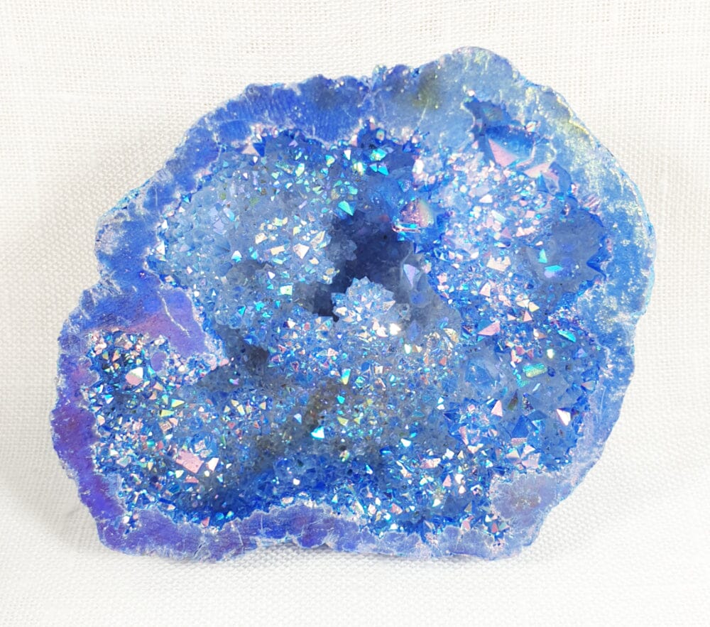 Cornflower Blue Aura Quartz Geode - Natural Crystals > Crystal Geodes
