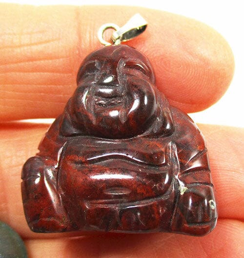 Dark Red Jasper Buddha Pendant - Crystal Jewellery > Crystal Pendants