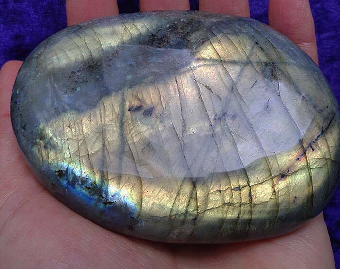 Flash Labradorite Large Pebble - Cut & Polished Crystals > Polished Crystal Palm Stones