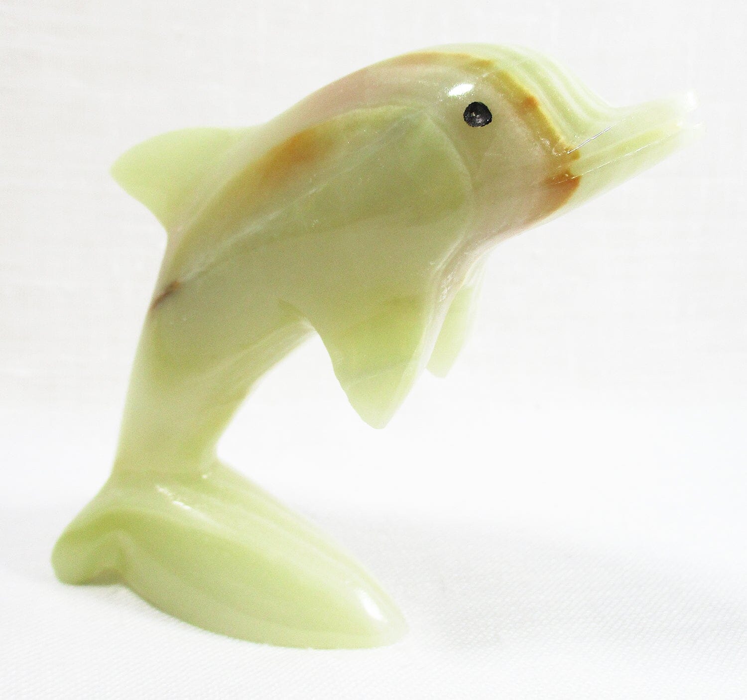 Green Onyx Diving Dolphin (Large) - Crystal Carvings > Carved Crystal Animals