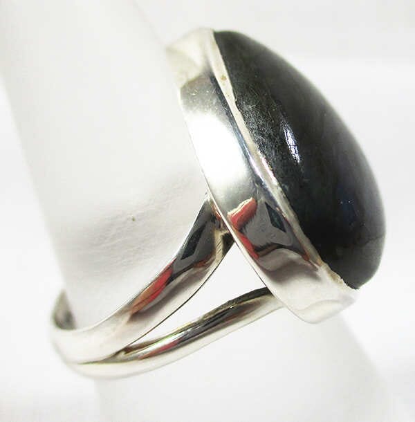 Labradorite Pear Cabochon Ring Size N - Crystal Jewellery > Gemstone Rings