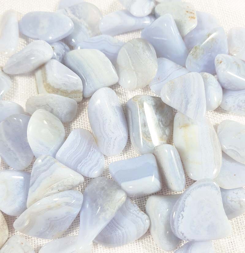 Mini Blue Lace Agate Tumble Chips (x3) - Cut & Polished Crystals > Polished Crystal Tumble Stones