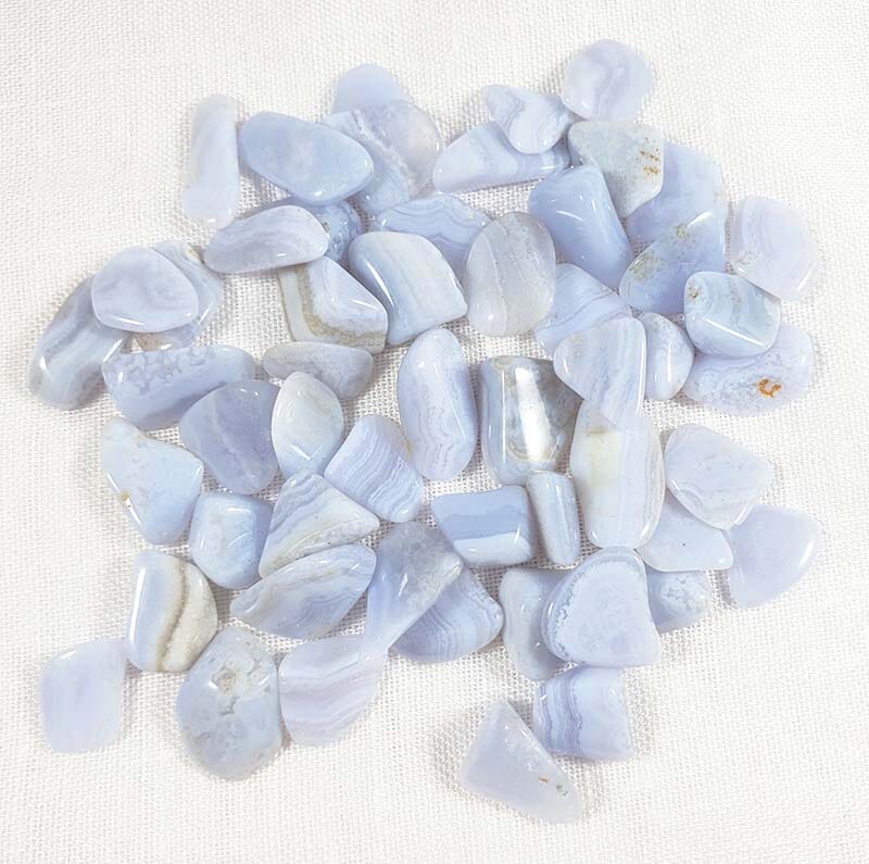 Mini Blue Lace Agate Tumble Chips (x3) - Cut & Polished Crystals > Polished Crystal Tumble Stones