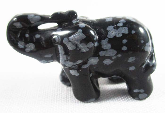 Mini Snowflake Obsidian Elephant - Crystal Carvings > Carved Crystal Animals
