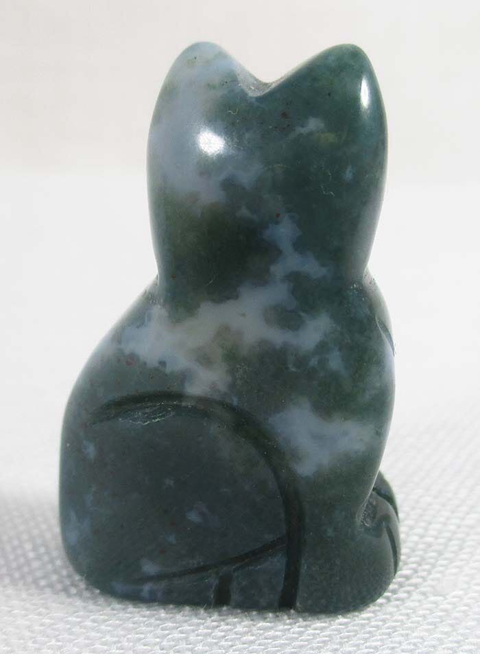 Moss Agate Cat (Small) - Crystal Carvings > Carved Crystal Animals
