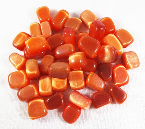 Orange Cats Eye Tumble Stones (x3) - Cut & Polished Crystals > Polished Crystal Tumble Stones