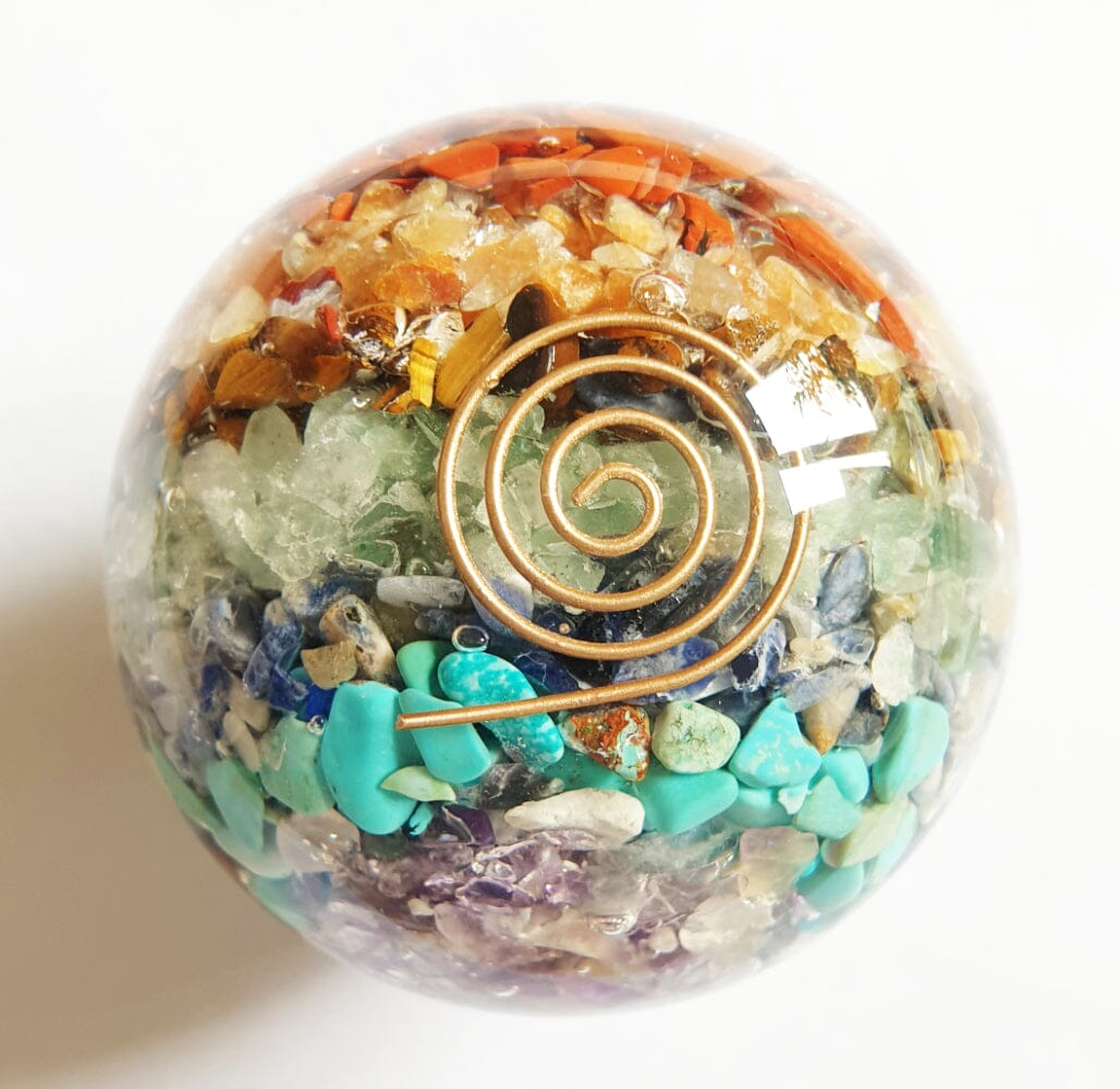 Orgone Reversable Chakra Sphere with Reiki Symbol - Crystal Carvings > Polished Crystal Spheres