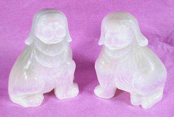 Pair of Cats Eye Dogs - Crystal Carvings > Carved Crystal Animals