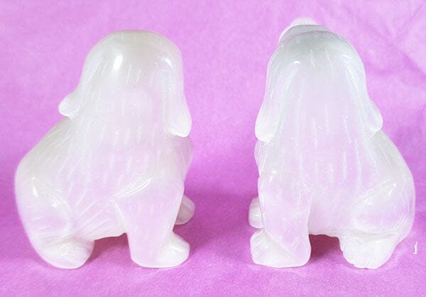 Pair of Cats Eye Dogs - Crystal Carvings > Carved Crystal Animals