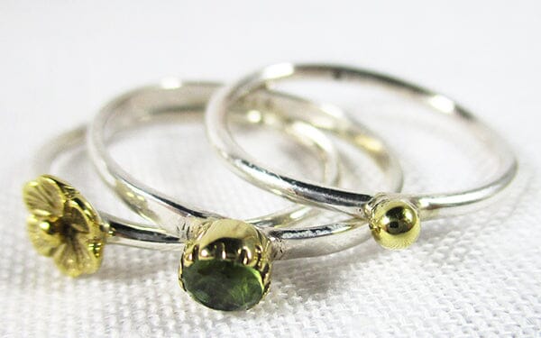 Peridot 3 Stack Rings (Size Q) - Crystal Jewellery > Gemstone Rings