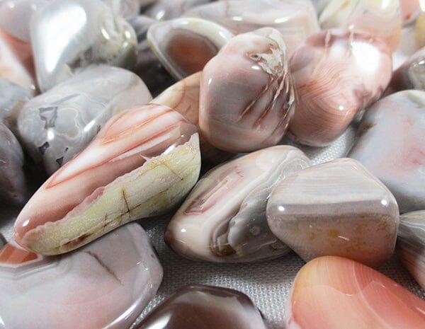 Pink and Grey Agate Tumbles (x3) - Cut & Polished Crystals > Polished Crystal Tumble Stones