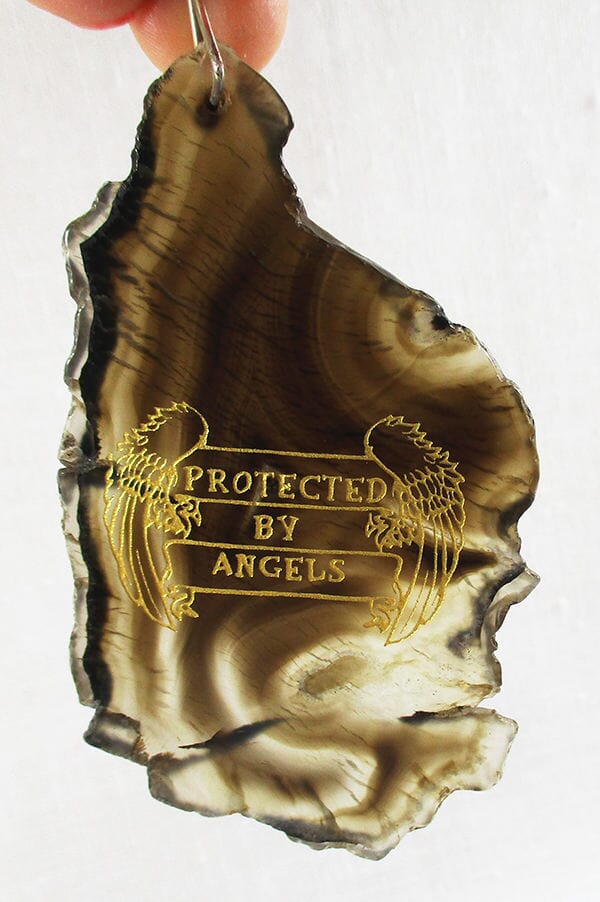 Protected by Angels Agate Keyring - Others > Keyrings & Clip-On Crystals