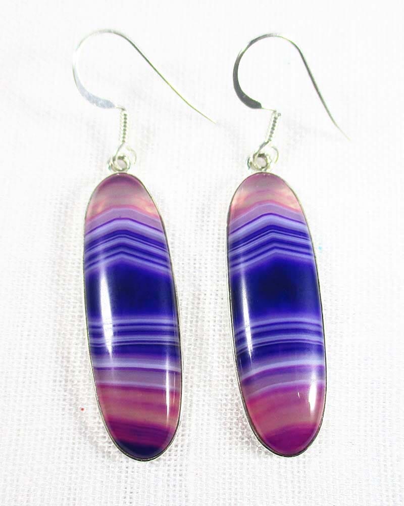 Purple Agate Oval Earrings - Crystal Jewellery > Gemstone Earrings