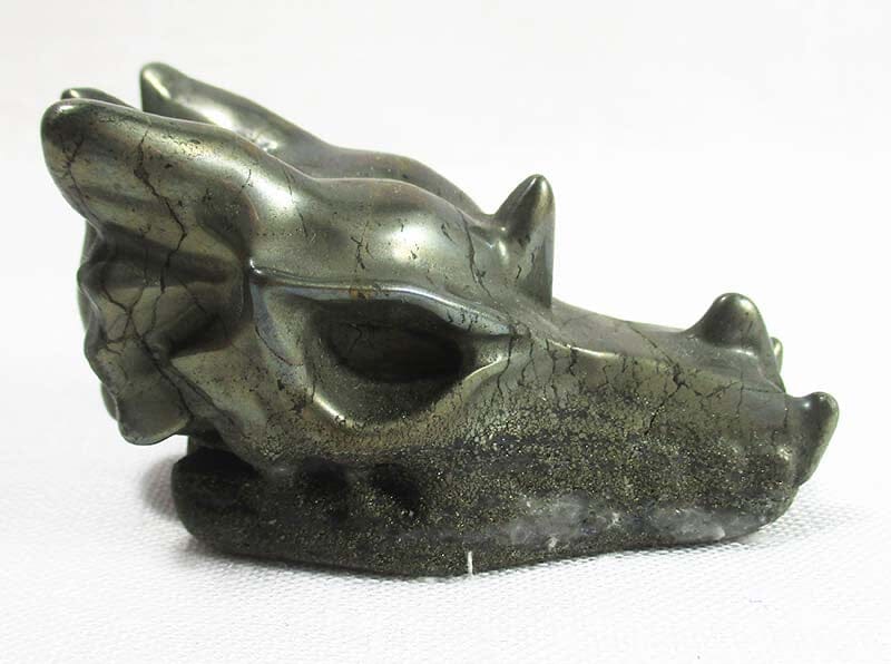 Pyrite Dragons Head - Crystal Carvings > Carved Crystal Animals