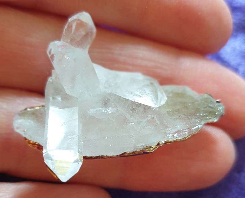 Quartz Cluster in Gold Plate (Small) - Natural Crystals > Natural Crystal Clusters