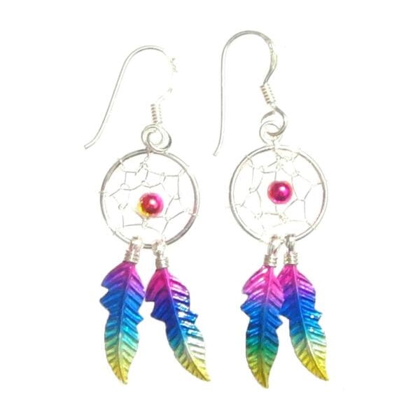 Rainbow Dreamcatcher Earrings - Crystal Jewellery > Gemstone Earrings