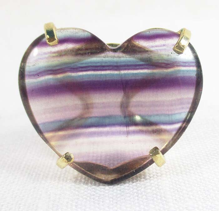 Rainbow Fluorite Heart Adjustable Ring - Crystal Jewellery > Gemstone Rings