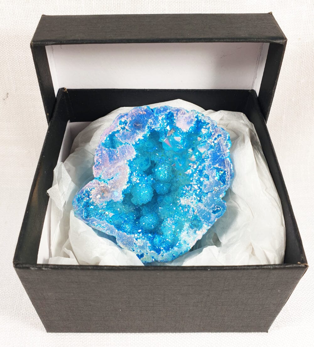 Rainbow Turquoise Aura Quartz Geode - Natural Crystals > Crystal Geodes
