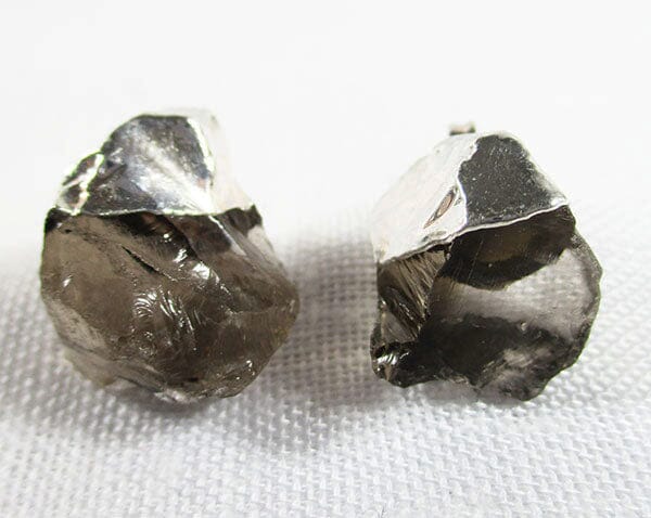 Raw Smoky Quartz Stud Earrings - Crystal Jewellery > Gemstone Earrings