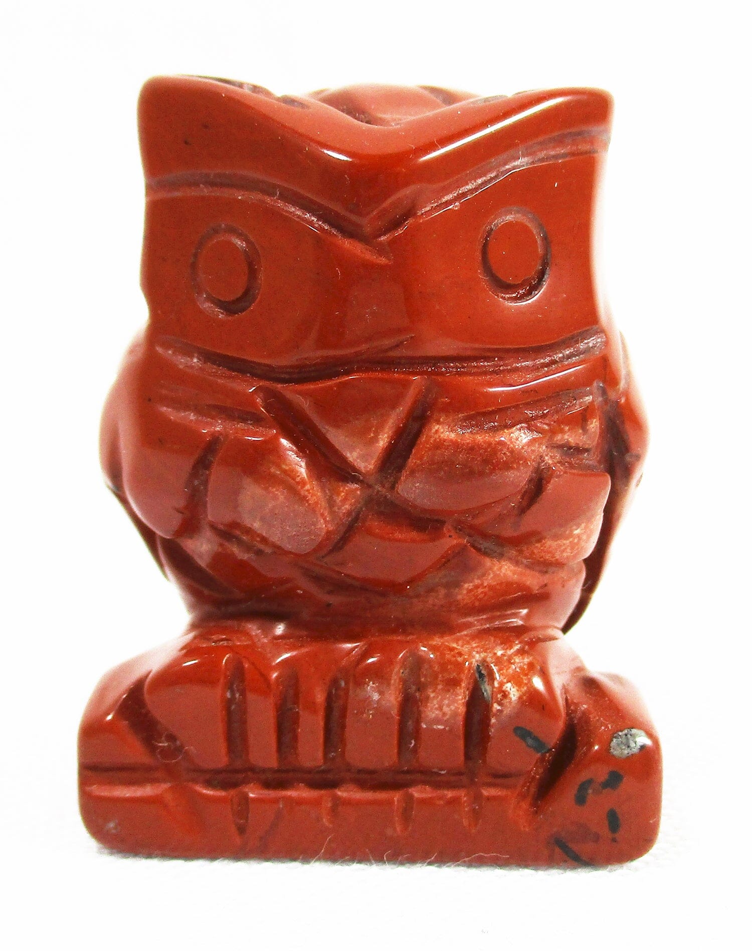 Red Jasper Owl - Crystal Carvings > Carved Crystal Animals