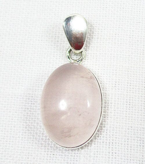 Rose Quartz Dainty Oval Pendant (Smallish) - Crystal Jewellery > Crystal Pendants
