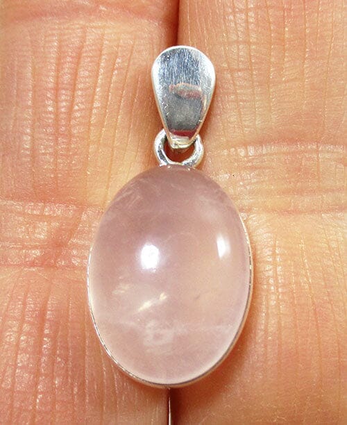 Rose Quartz Dainty Oval Pendant (Smallish) - Crystal Jewellery > Crystal Pendants