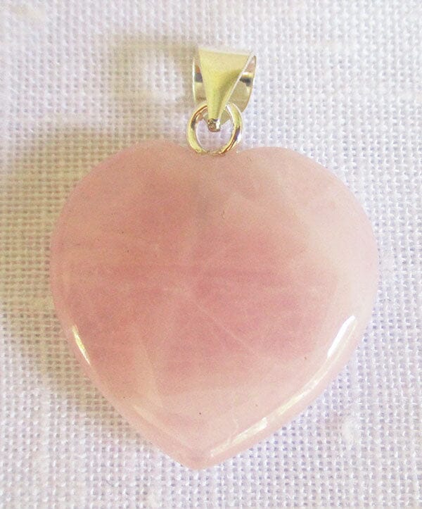 Rose Quartz Heart Pendant (Small) - Crystal Jewellery > Crystal Pendants