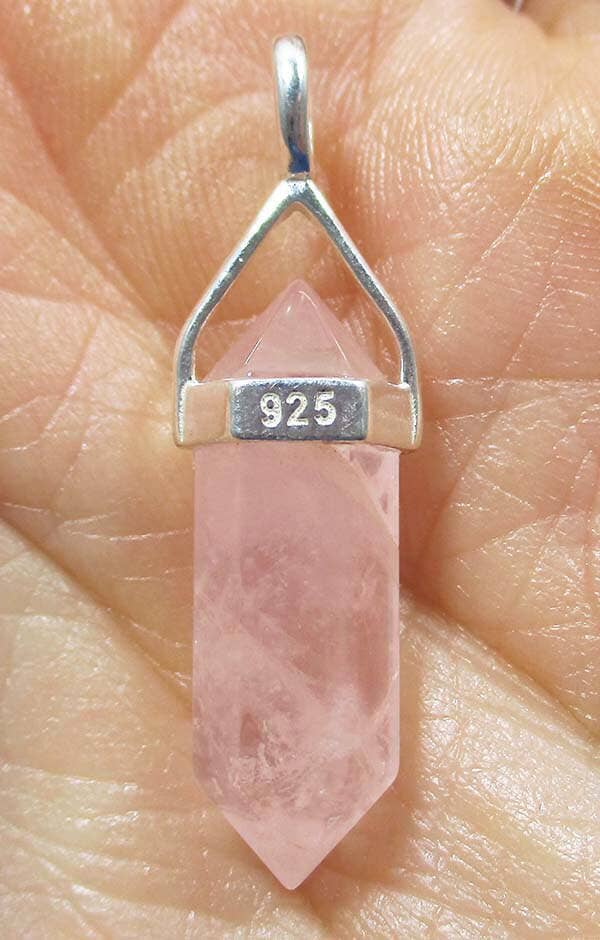 Rose Quartz Small Point Pendant - Crystal Jewellery > Point Pendants
