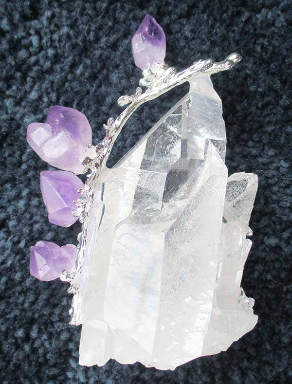 Rough Quartz Points With Amethyst Flowers - Cut & Polished Crystals > Crystal Obelisks & Natural Points