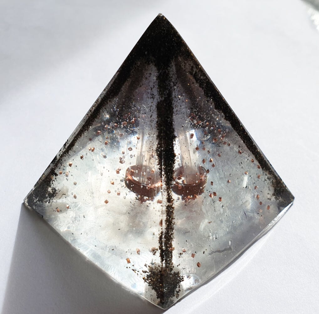 Selenite Copper Orgonite Pyramid - Cut & Polished Crystals > Crystal Obelisks & Natural Points
