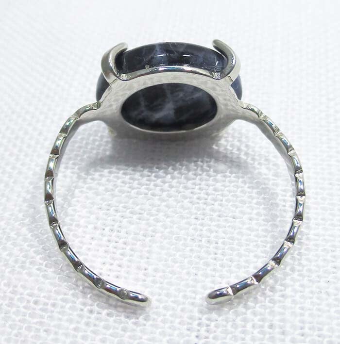 Sodalite Adjustable Silver Plated Circle Ring - Crystal Jewellery > Gemstone Rings