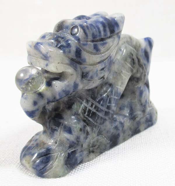 Sodalite Dragon with Quartz Pearl - Crystal Carvings > Carved Crystal Animals