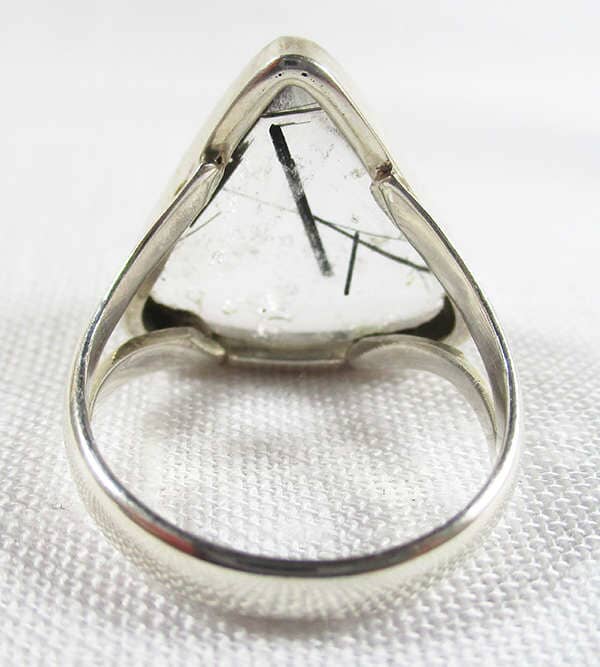 Tourmalinated Quartz Ring (Size Q) - Crystal Jewellery > Gemstone Rings